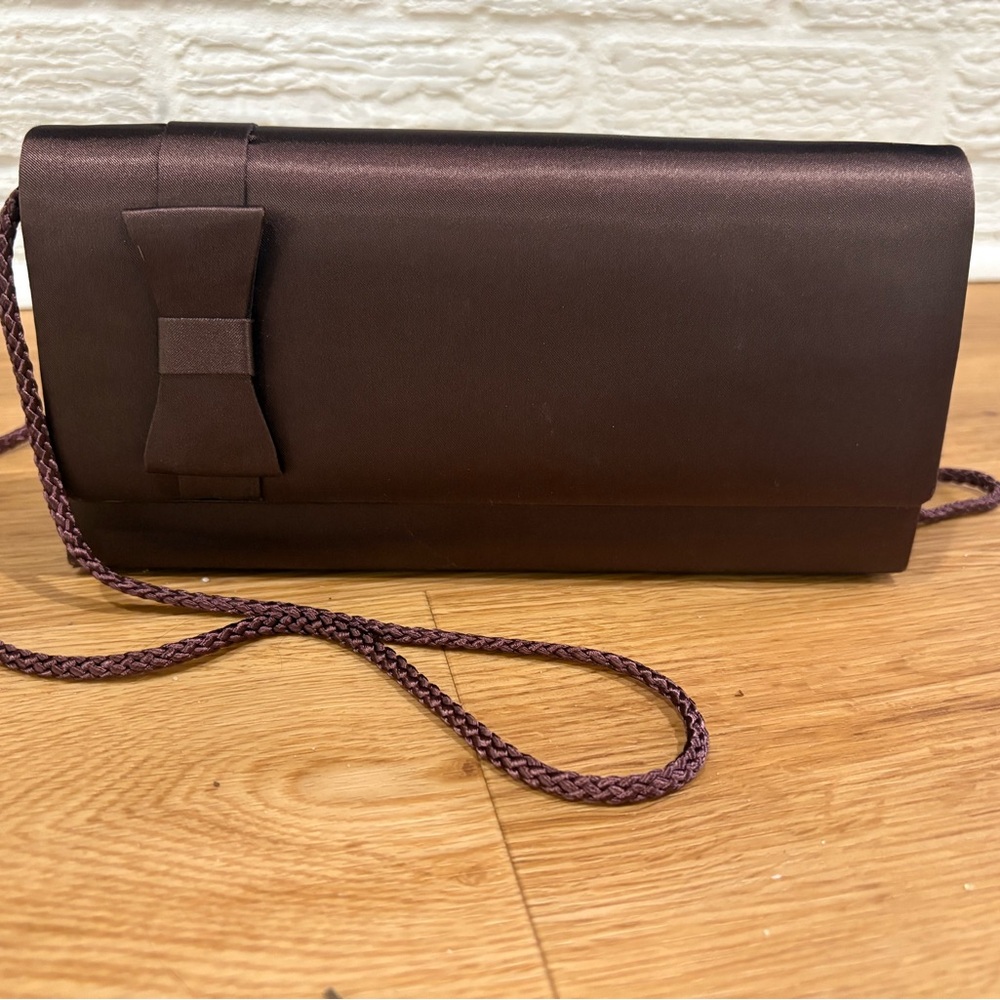 Elegant Brown Satin Clutch Bag